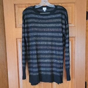 A New Day Black and Gliterry Striped Sweater